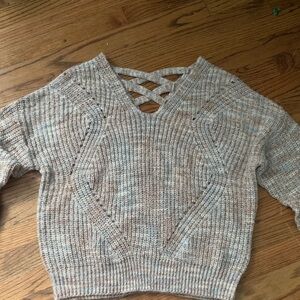 V-Neck Sweater with Crisscross Back Detail